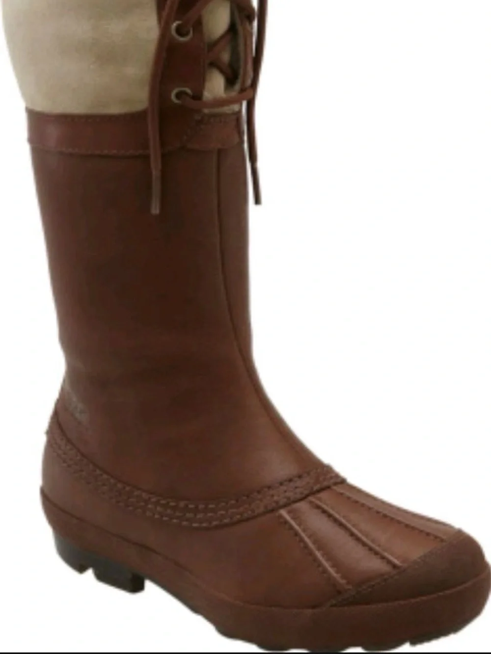 Women's Brown and Cream Insulated Lace-Up Winter Boot